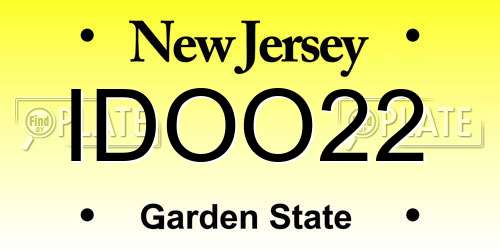 IDOO22 New Jersey License Plate