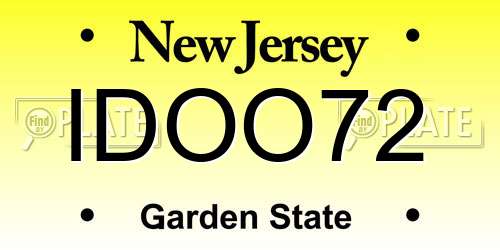 IDOO72 New Jersey License Plate