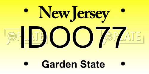 IDOO77 New Jersey License Plate