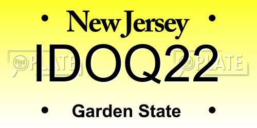 IDOQ22 New Jersey License Plate