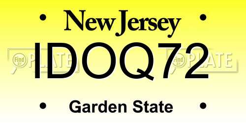IDOQ72 New Jersey License Plate