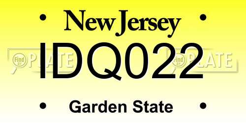 IDQ022 New Jersey License Plate
