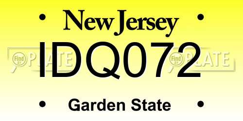 IDQ072 New Jersey License Plate