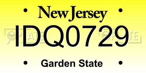 IDQ0729 New Jersey License Plate