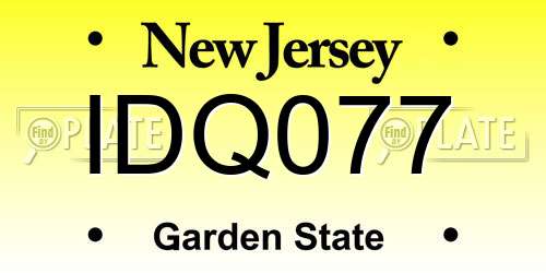 IDQ077 New Jersey License Plate