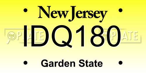 IDQ180 New Jersey License Plate