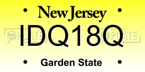 IDQ18Q New Jersey License Plate