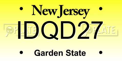 IDQD27 New Jersey License Plate