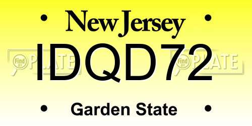 IDQD72 New Jersey License Plate