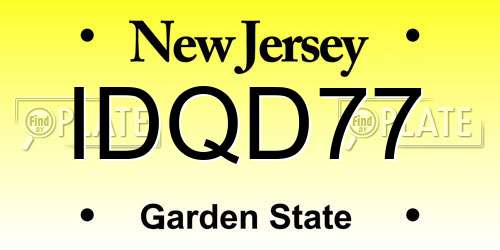 IDQD77 New Jersey License Plate