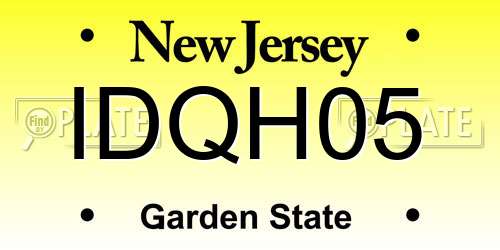 IDQH05 New Jersey License Plate