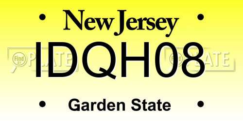 IDQH08 New Jersey License Plate
