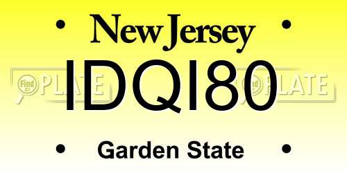 IDQI80 New Jersey License Plate