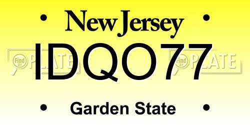 IDQO77 New Jersey License Plate