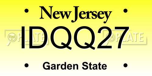 IDQQ27 New Jersey License Plate