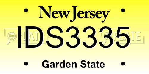 IDS3335 New Jersey License Plate