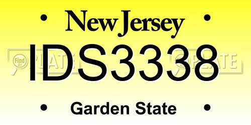 IDS3338 New Jersey License Plate