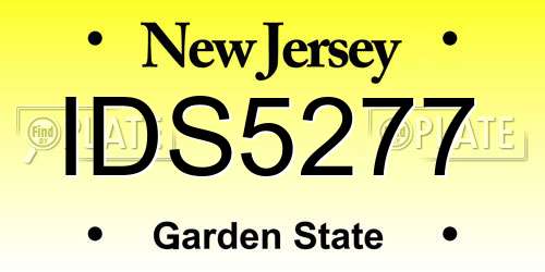 IDS5277 New Jersey License Plate