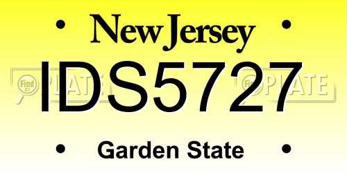 IDS5727 New Jersey License Plate