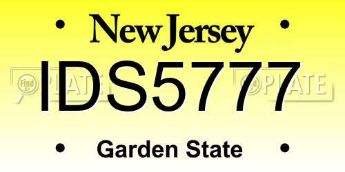 IDS5777 New Jersey License Plate