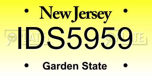 IDS5959 New Jersey License Plate