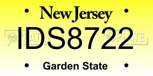 IDS8722 New Jersey License Plate