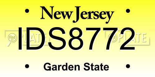 IDS8772 New Jersey License Plate
