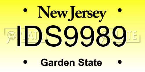 IDS9989 New Jersey License Plate