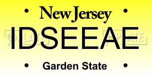 IDSEEAE New Jersey License Plate