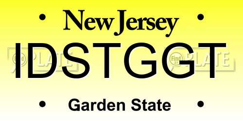 IDSTGGT New Jersey License Plate