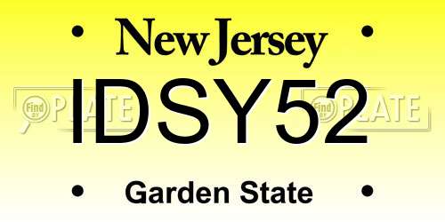 IDSY52 New Jersey License Plate