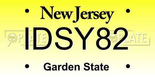 IDSY82 New Jersey License Plate
