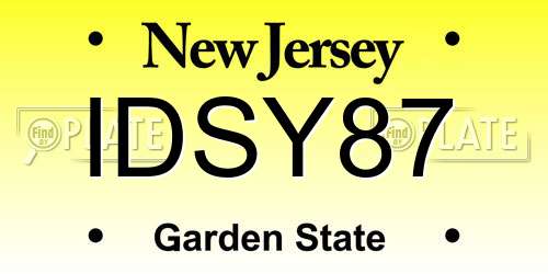 IDSY87 New Jersey License Plate
