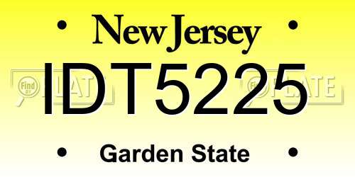 IDT5225 New Jersey License Plate