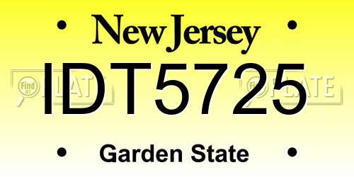 IDT5725 New Jersey License Plate