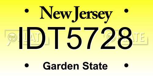 IDT5728 New Jersey License Plate
