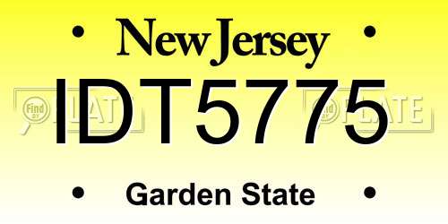 IDT5775 New Jersey License Plate