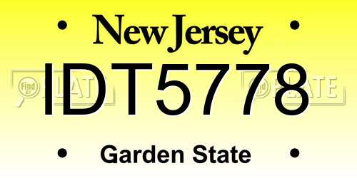 IDT5778 New Jersey License Plate