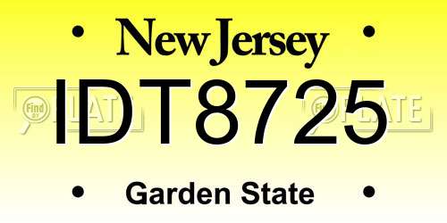 IDT8725 New Jersey License Plate