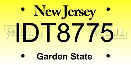 IDT8775 New Jersey License Plate
