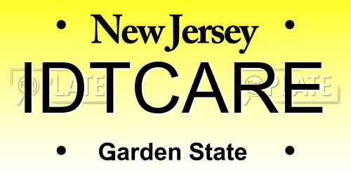 IDTCARE New Jersey License Plate