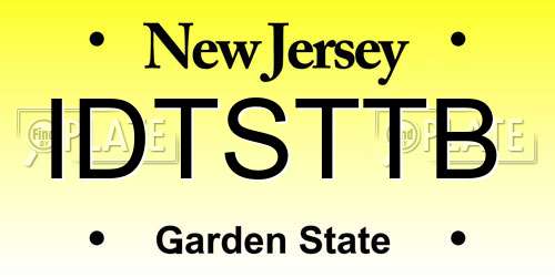 IDTSTTB New Jersey License Plate