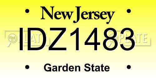 IDZ1483 New Jersey License Plate