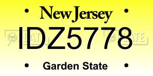 IDZ5778 New Jersey License Plate