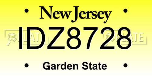IDZ8728 New Jersey License Plate