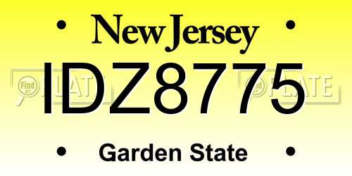 IDZ8775 New Jersey License Plate