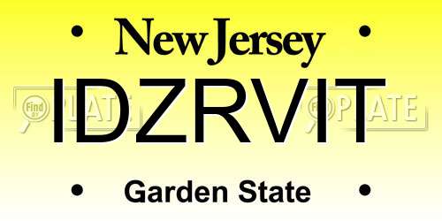 IDZRVIT New Jersey License Plate