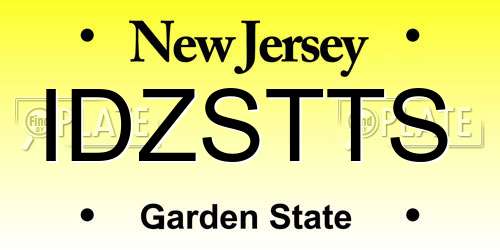 IDZSTTS New Jersey License Plate
