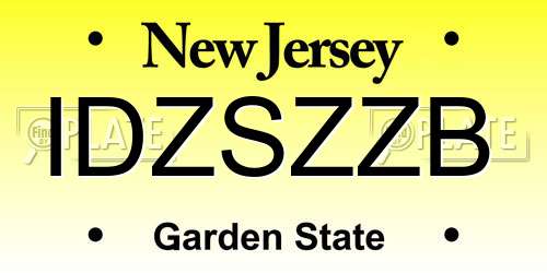 IDZSZZB New Jersey License Plate