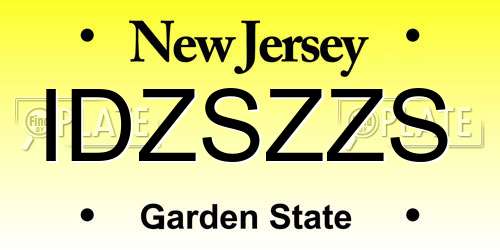 IDZSZZS New Jersey License Plate